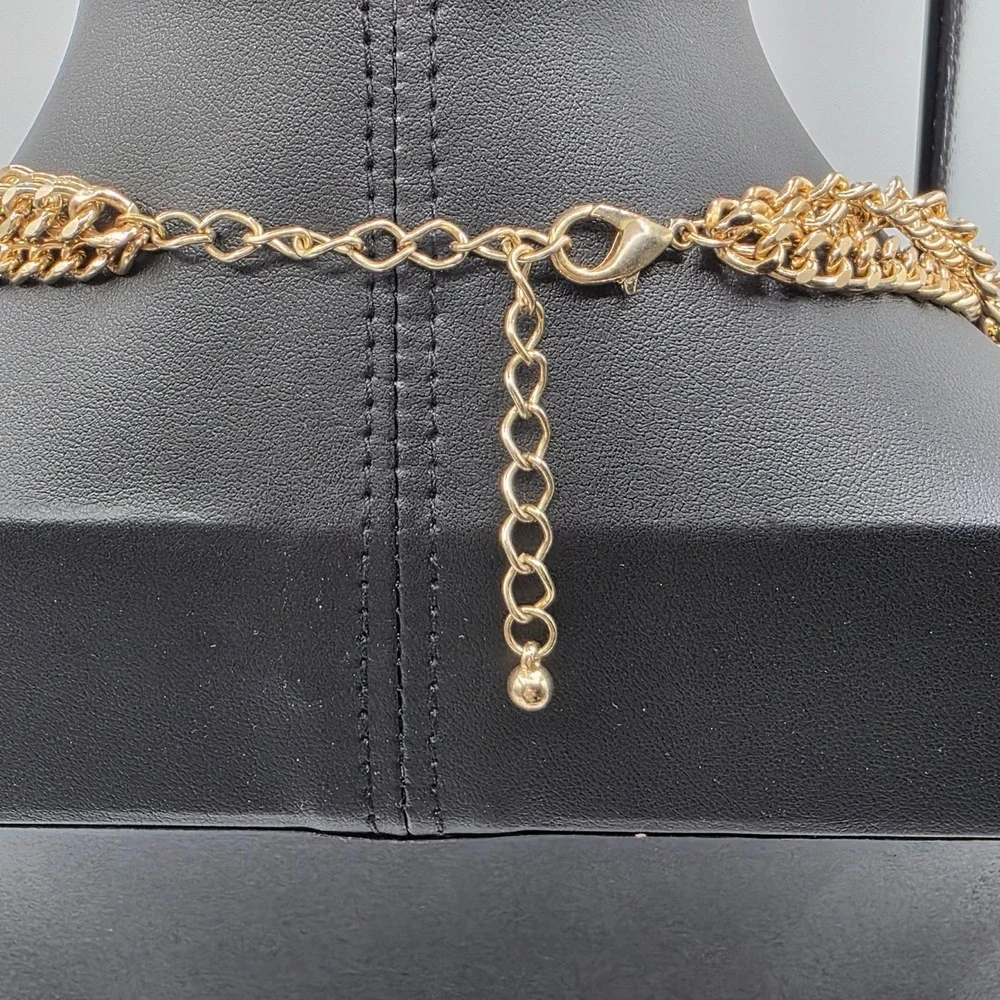 Womens Multi Strand Gold Tone‎ Womens Necklace Fringe Long Pendant 34